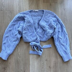 Zara Knit Back Tie Cropped Sweater